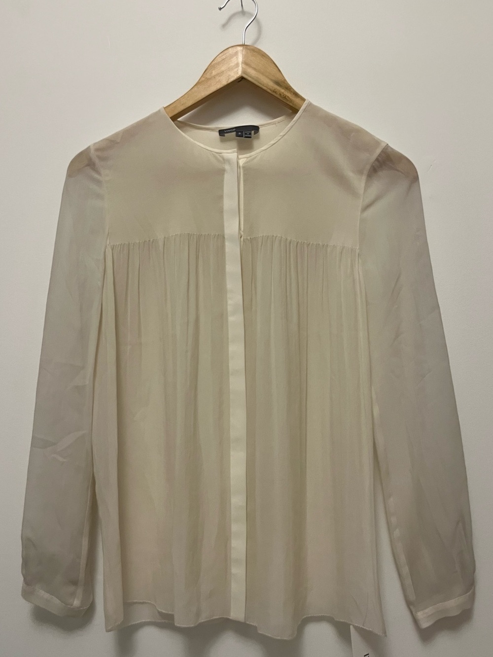 Vince Cream Pleated Button-Front Blouse - Women Tops